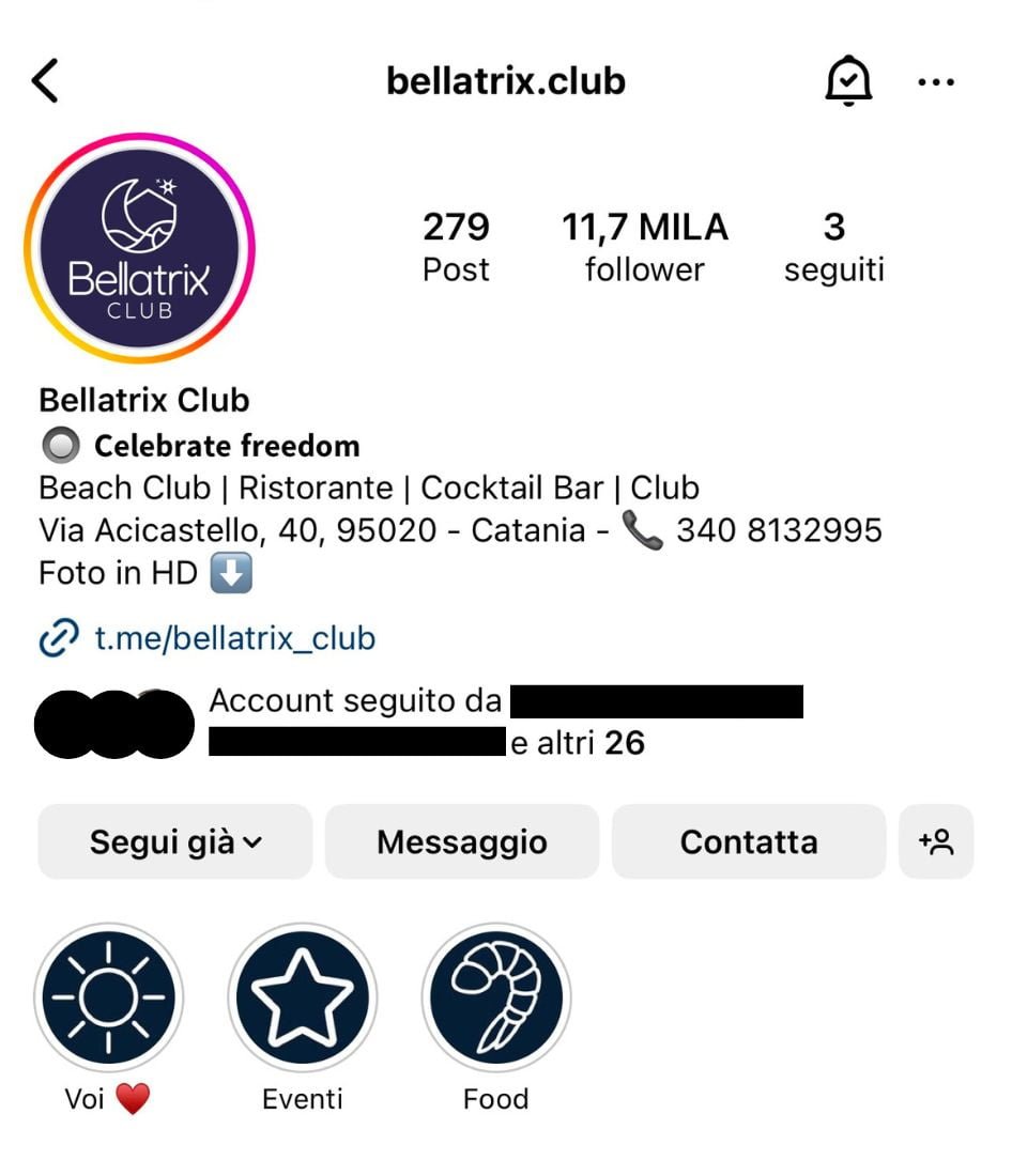 Bellatrix.club Profilo Instagram